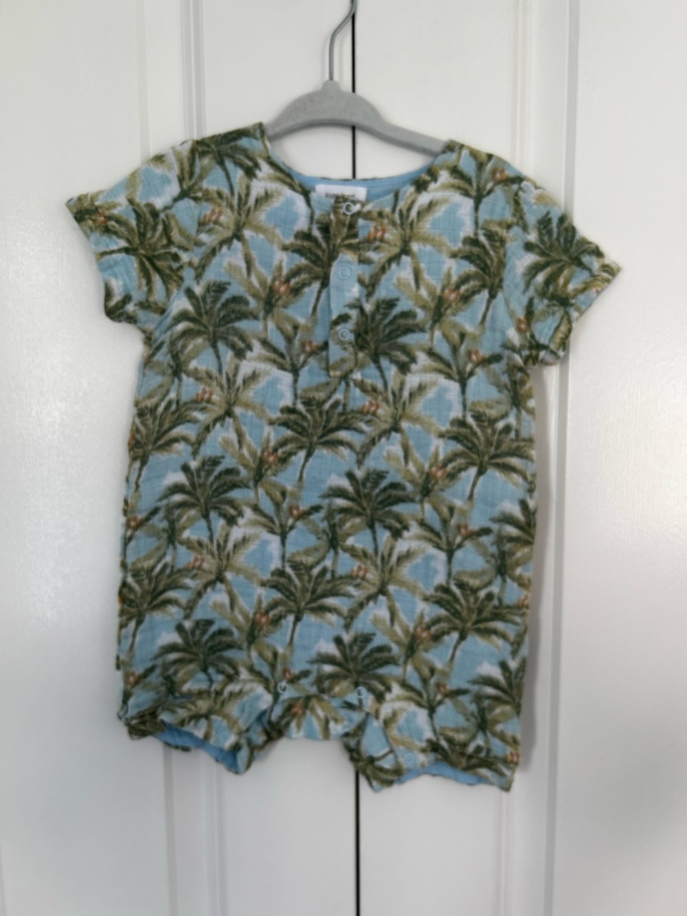 Angel Dear Palm Birds Shortall Romper Palm Trees 6-12 months 100% cotton